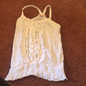 White tank top with ruffles